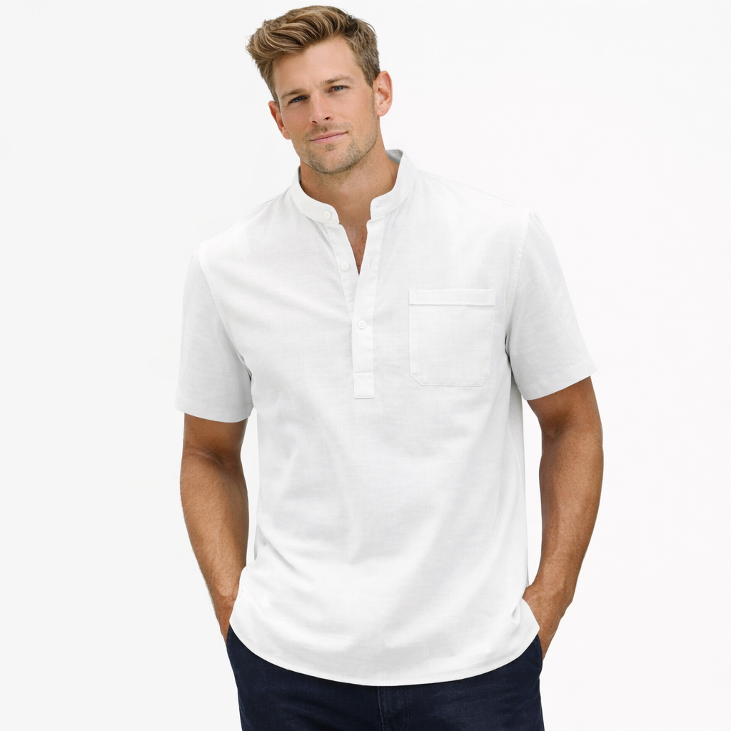 AVANTI – MEN'S LINEN HENLEY SHIRT
