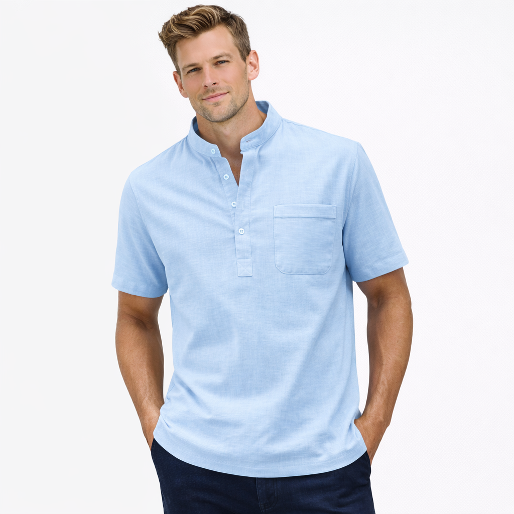 AVANTI – MEN'S LINEN HENLEY SHIRT