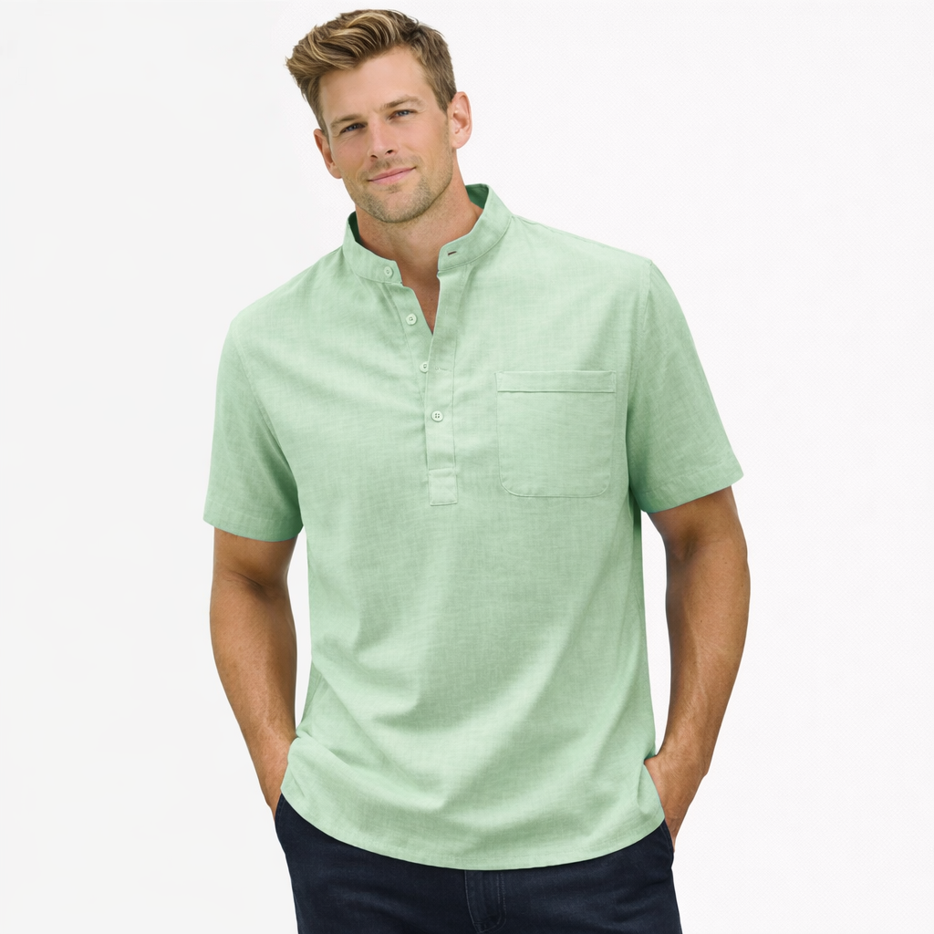 AVANTI – MEN'S LINEN HENLEY SHIRT