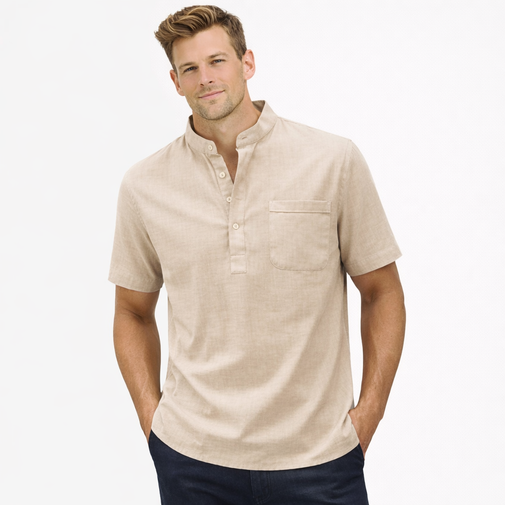 AVANTI – MEN'S LINEN HENLEY SHIRT