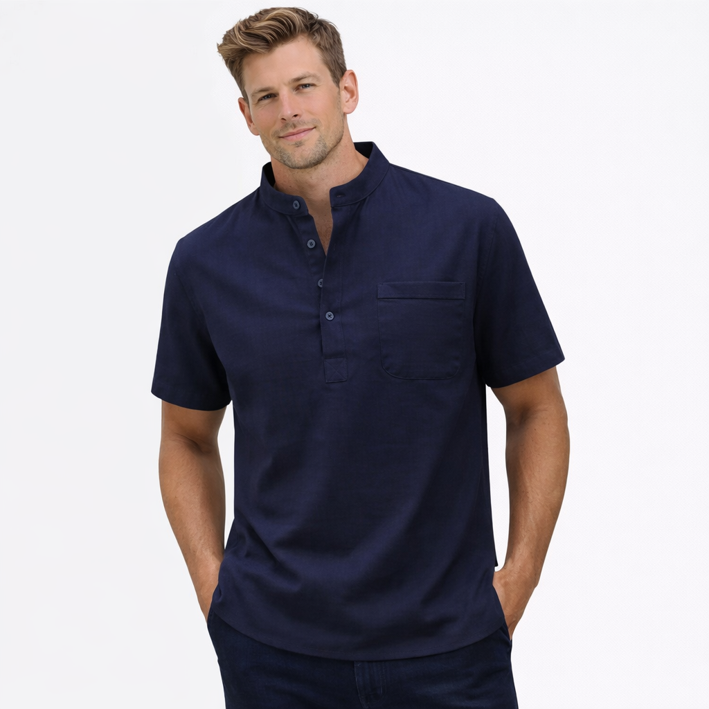 AVANTI – MEN'S LINEN HENLEY SHIRT
