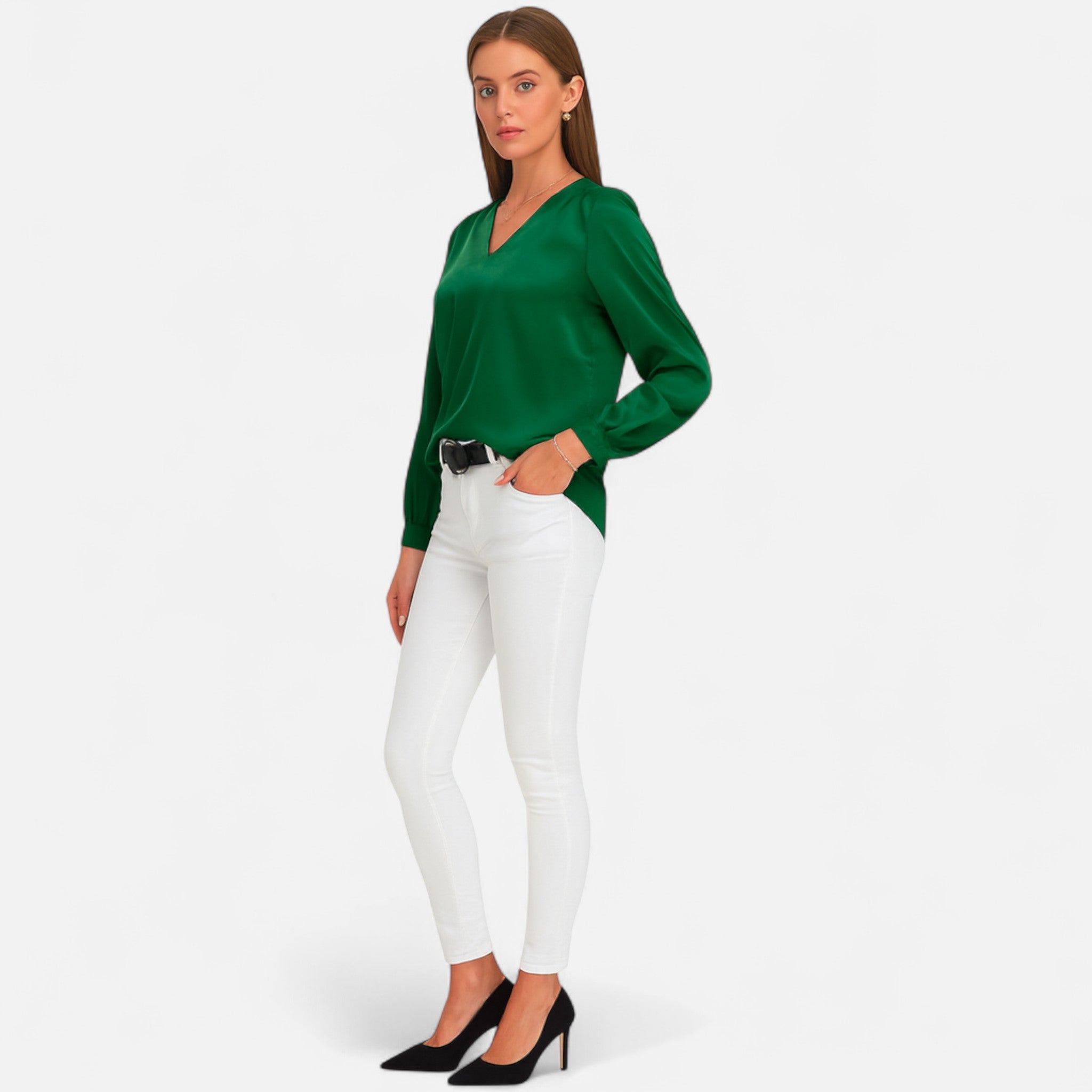 AVANTI – WOMEN'S SATIN LONG SLEEVE BLOUSE