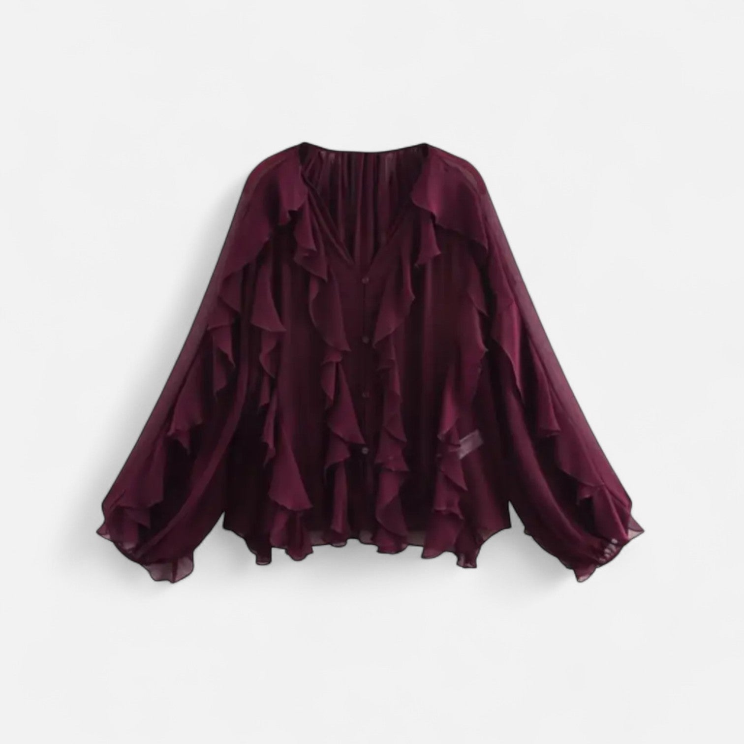 AVANTI – WOMEN'S SHEER RUFFLE BLOUSE